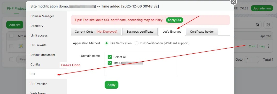 Create SSL Lets Encrypt Stack LOMP