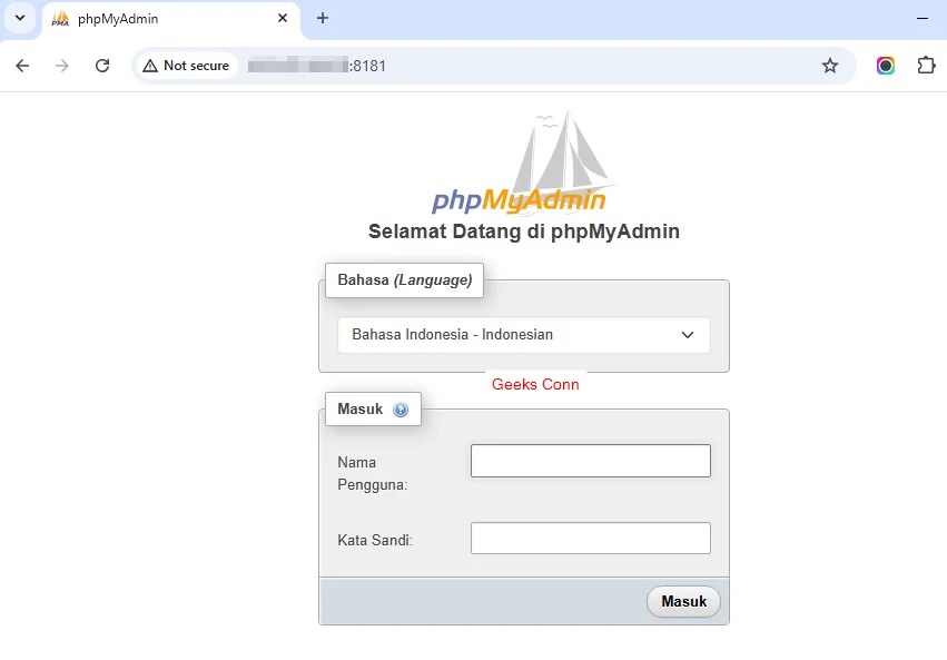 Pengujian Container phpMyAdmin Stack LAMP