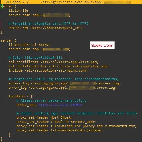 Configuration Block Nginx Reverse Proxy HTTPS