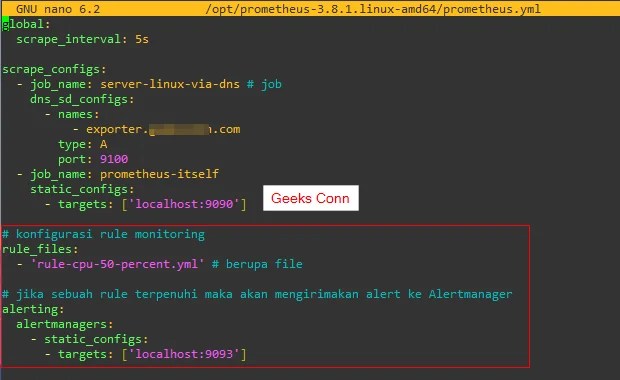 Configuration Prometheus Rule Alertmanager