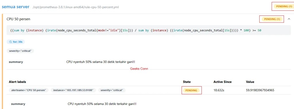Status PENDING Alert Prometheus