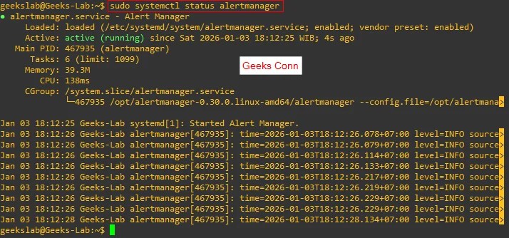Status Systemd Service Alertmanager