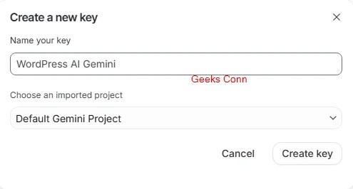 Create New API Key Gemini