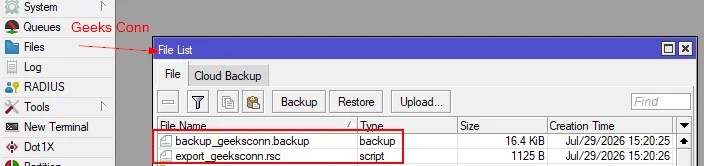 File Backup dan Export MikroTik File Backup dan Export MikroTik