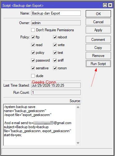 Run Script Backup dan Export Run Script Backup dan Export