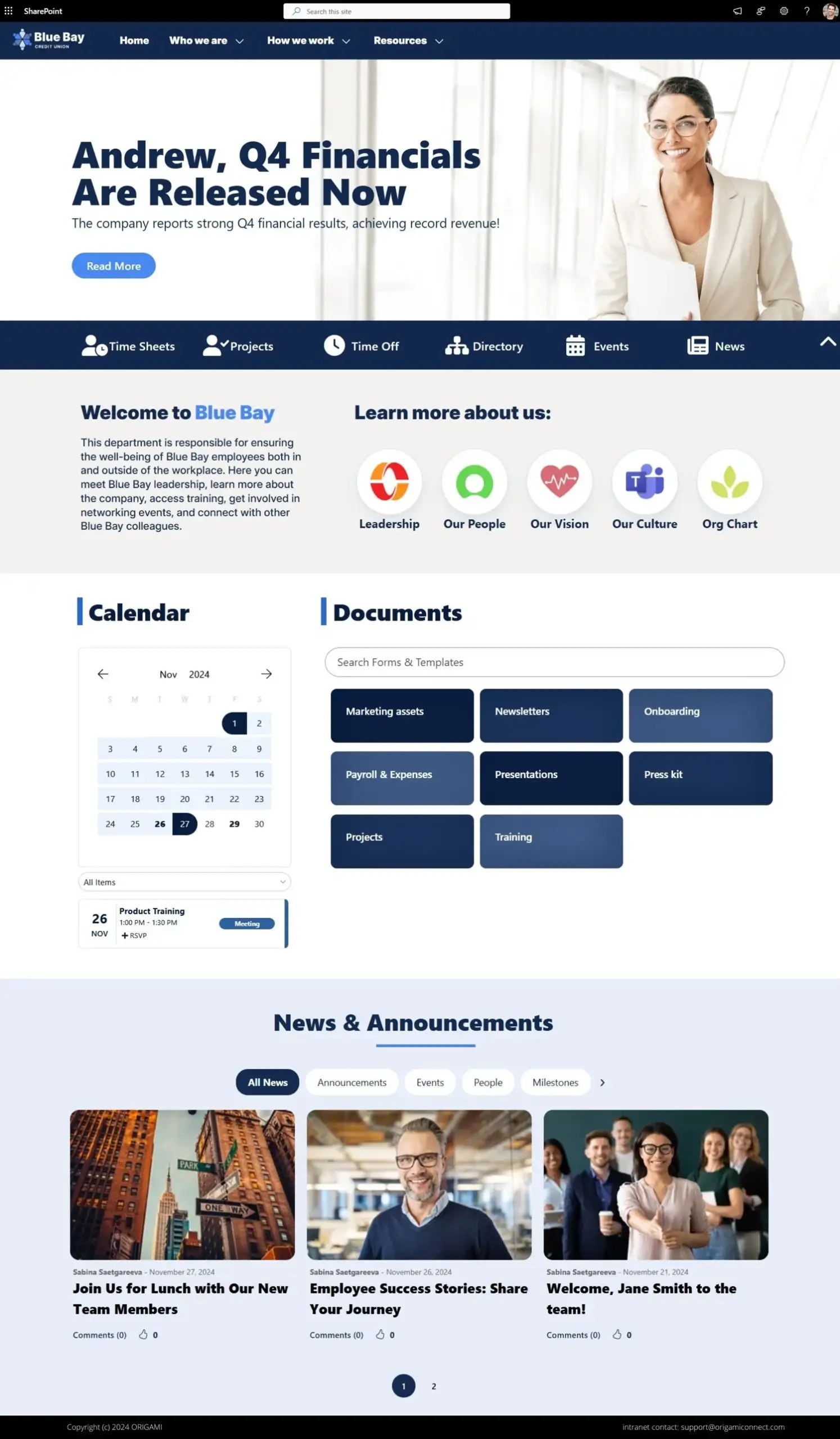 SharePoint Intranet BlueBay Example GEM365
