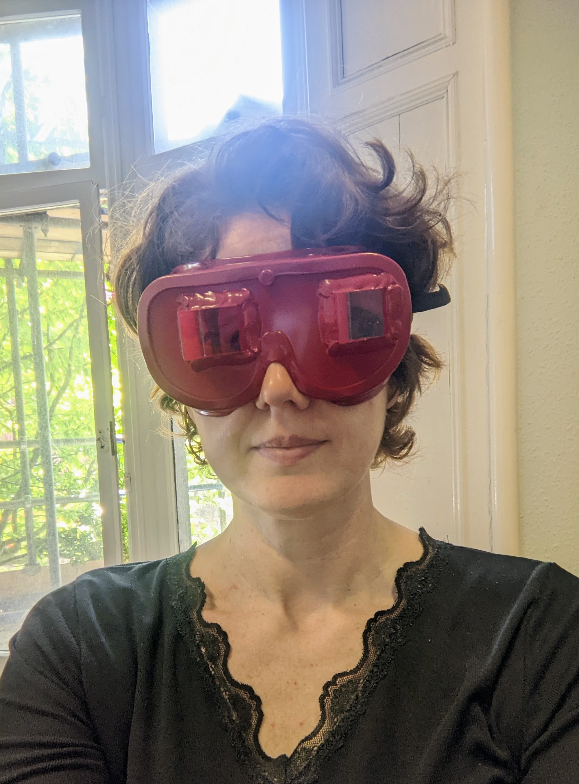 Leftward shifting prism goggles