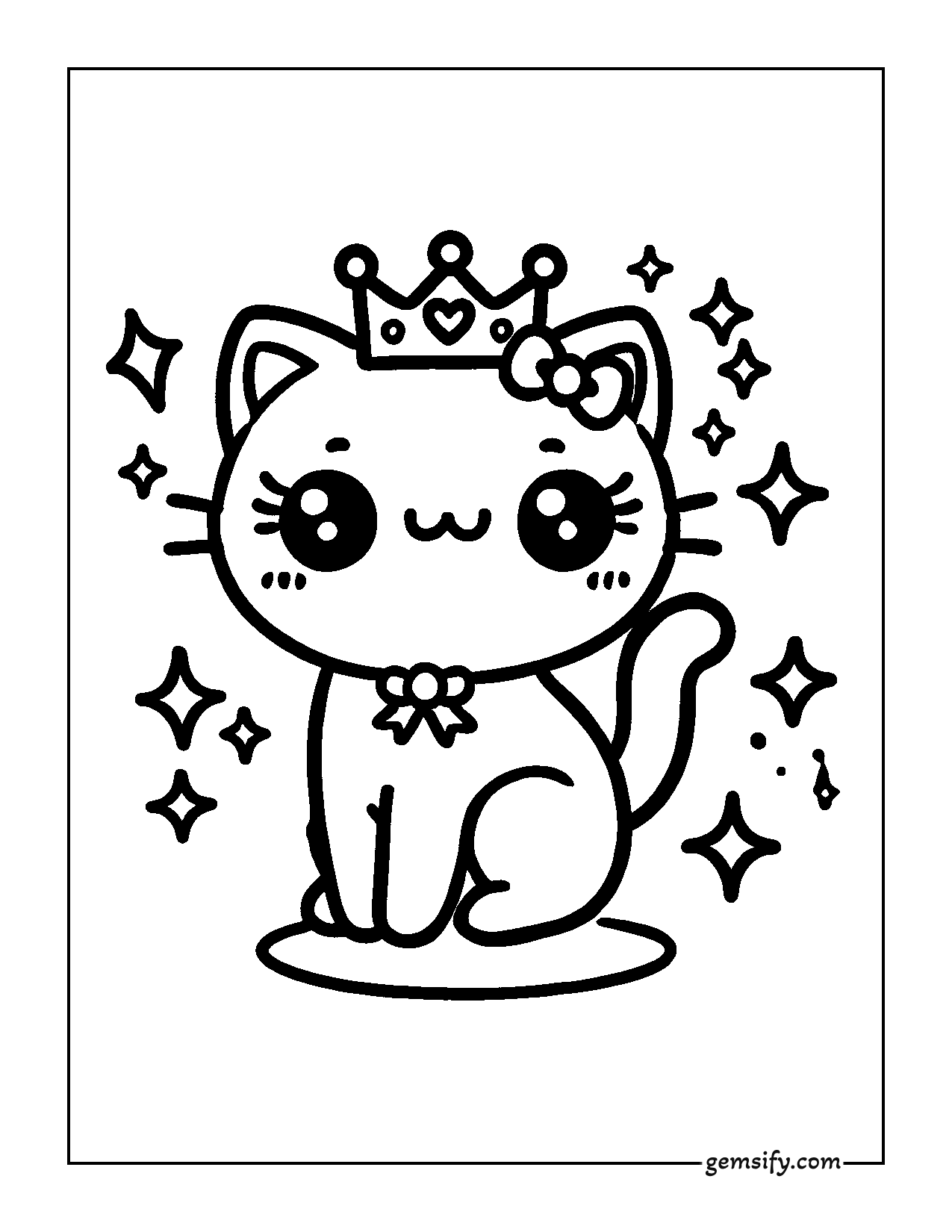 52 adorable kawaii cat coloring pages