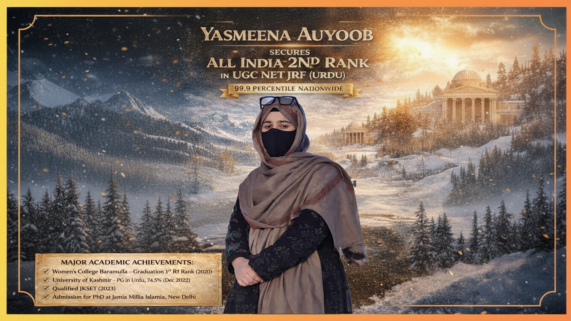 YASMEENA AUYOOB SECURES ALL-INDIA 2ND RANK IN UGC NET-JRF (URDU)