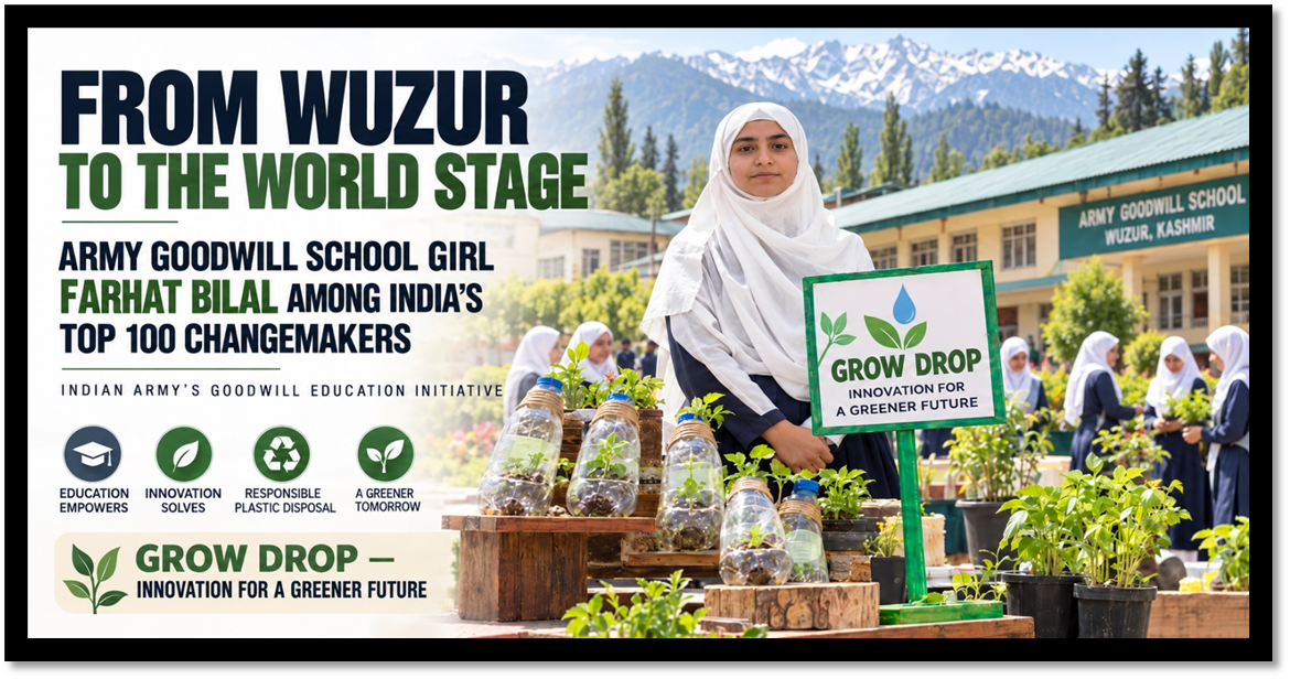 FROM WUZUR TO THE WORLD STAGE: ARMY GOODWILL SCHOOL GIRL FARHAT BILAL AMONG INDIA’S TOP 100 CHANGEMAKERS