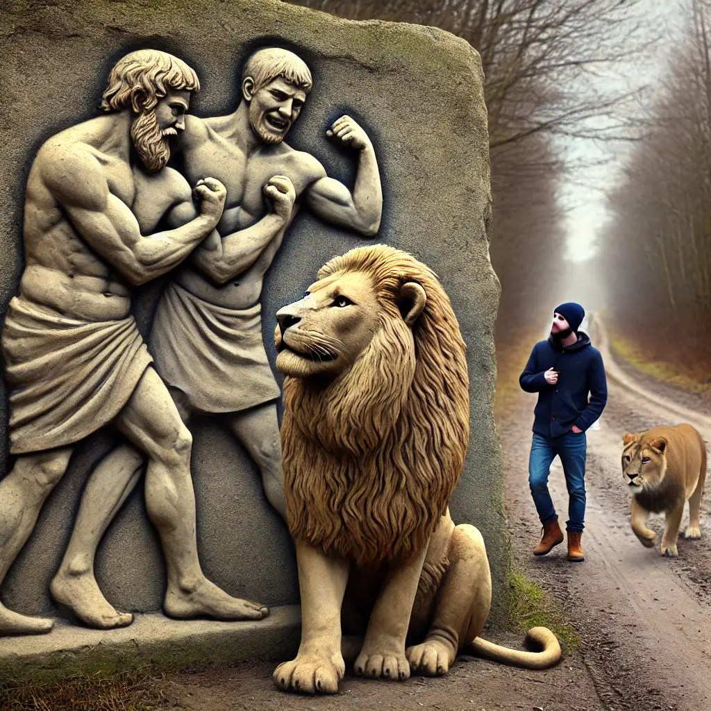 EL HOMBRE Y EL LEÓN, VIAJEROS