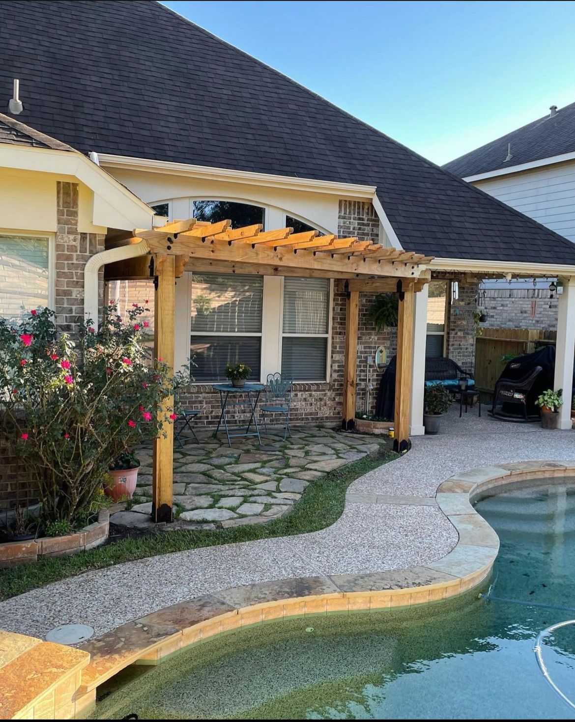 Construction of pergola and flat stone floor, Seven lakes