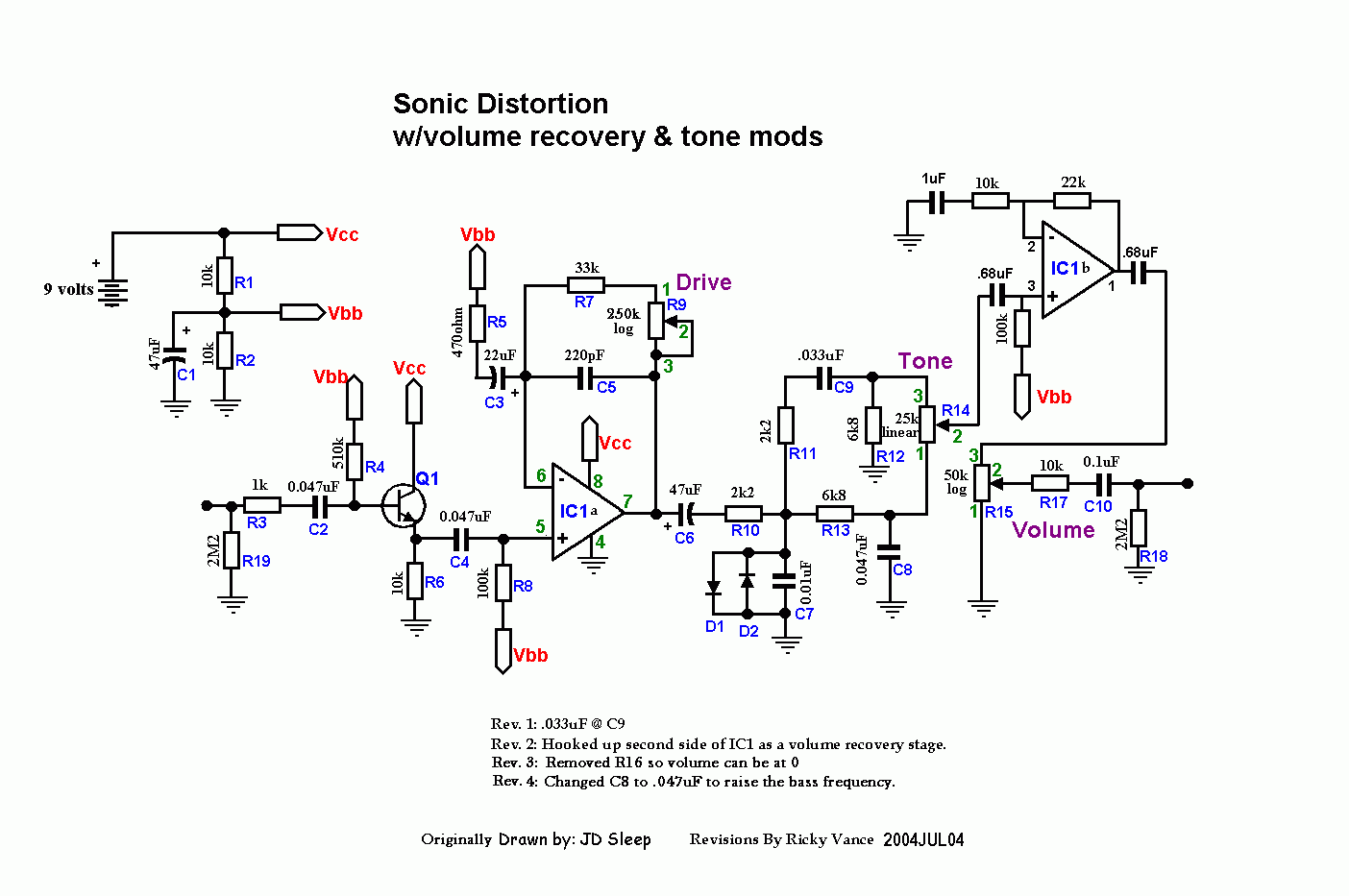 Guitar Sustain Pedal Circuit Diagram