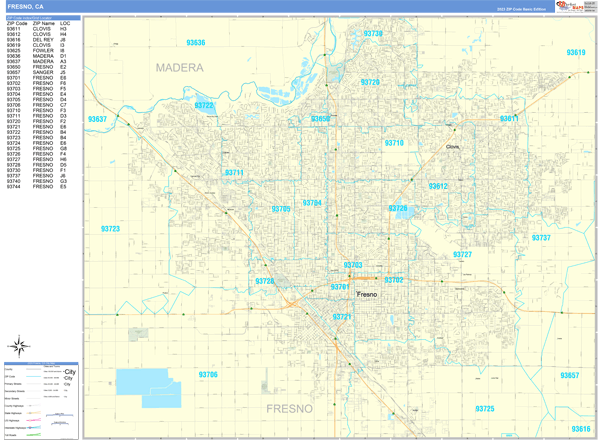 Fresno County Zip Codes Map Fresno Ca 