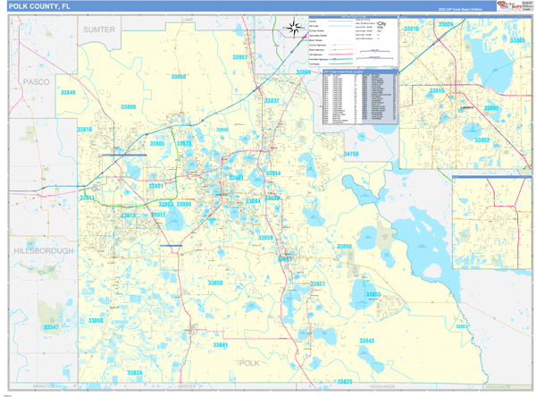 Polk County FL Carrier Route Wall Map Basic Style By MarketMAPS MapSales Polk Fl 