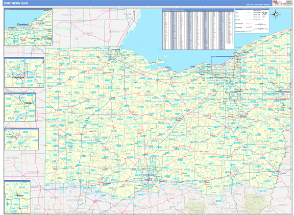 Ohio Northern Wall Map Basic Style By MarketMAPS MapSales North Oh 