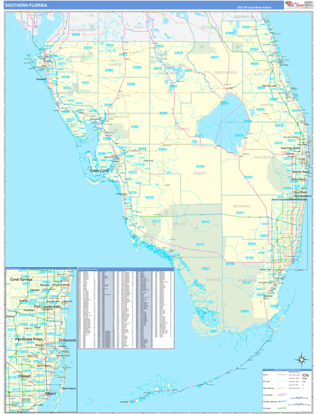 Florida Southern Wall Map Basic Style By MarketMAPS MapSales South Fl 