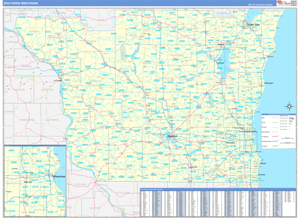 Wisconsin Southern Wall Map Basic Style By MarketMAPS MapSales South Wi 