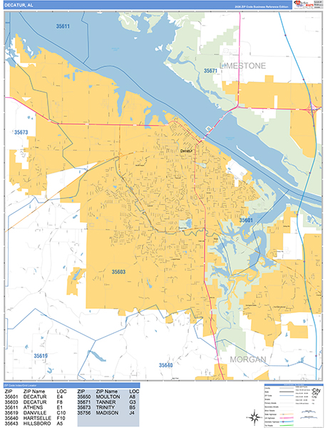 Decatur Alabama Wall Map Basic Style By MarketMAPS MapSales Decatur Al 