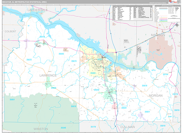 Decatur AL Metro Area Wall Map Premium Style By MarketMAPS MapSales Decatur Al 