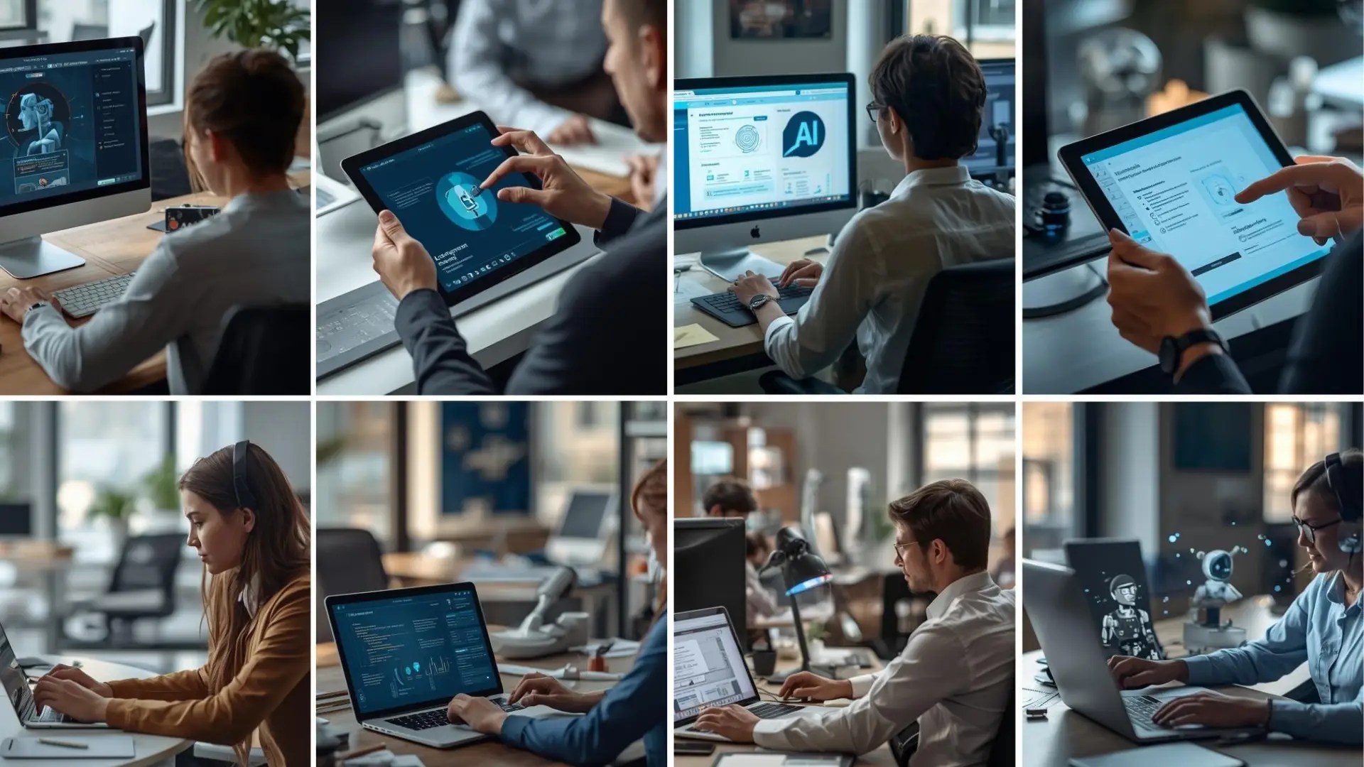 Various professionals working with AI