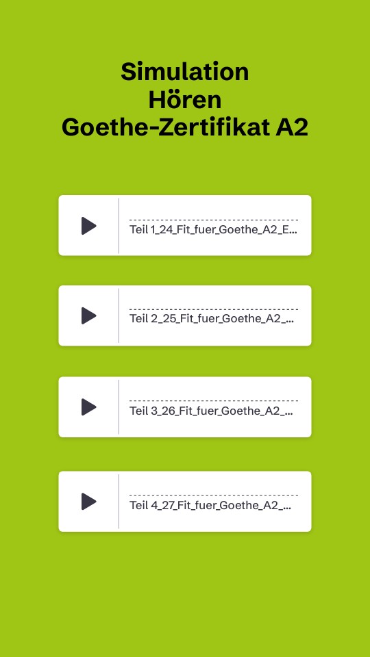 Simulation Hören Goethe Zertifikat A2 Genially