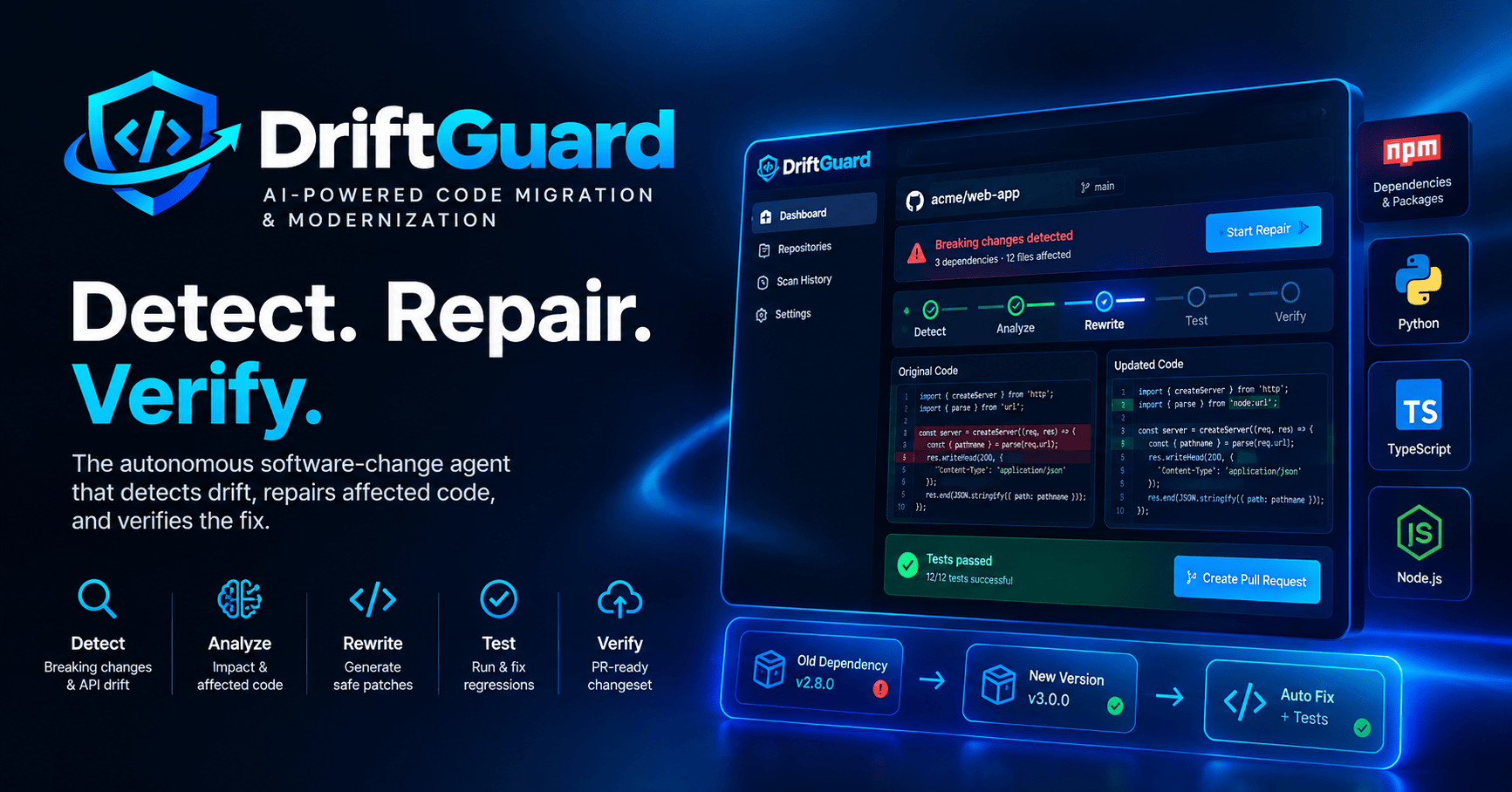 DriftGuard AI code migration and modernization software project