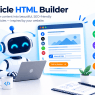 Article HTML Builder AI skill generating a structured blog article with social sharing links and CTA buttons.
