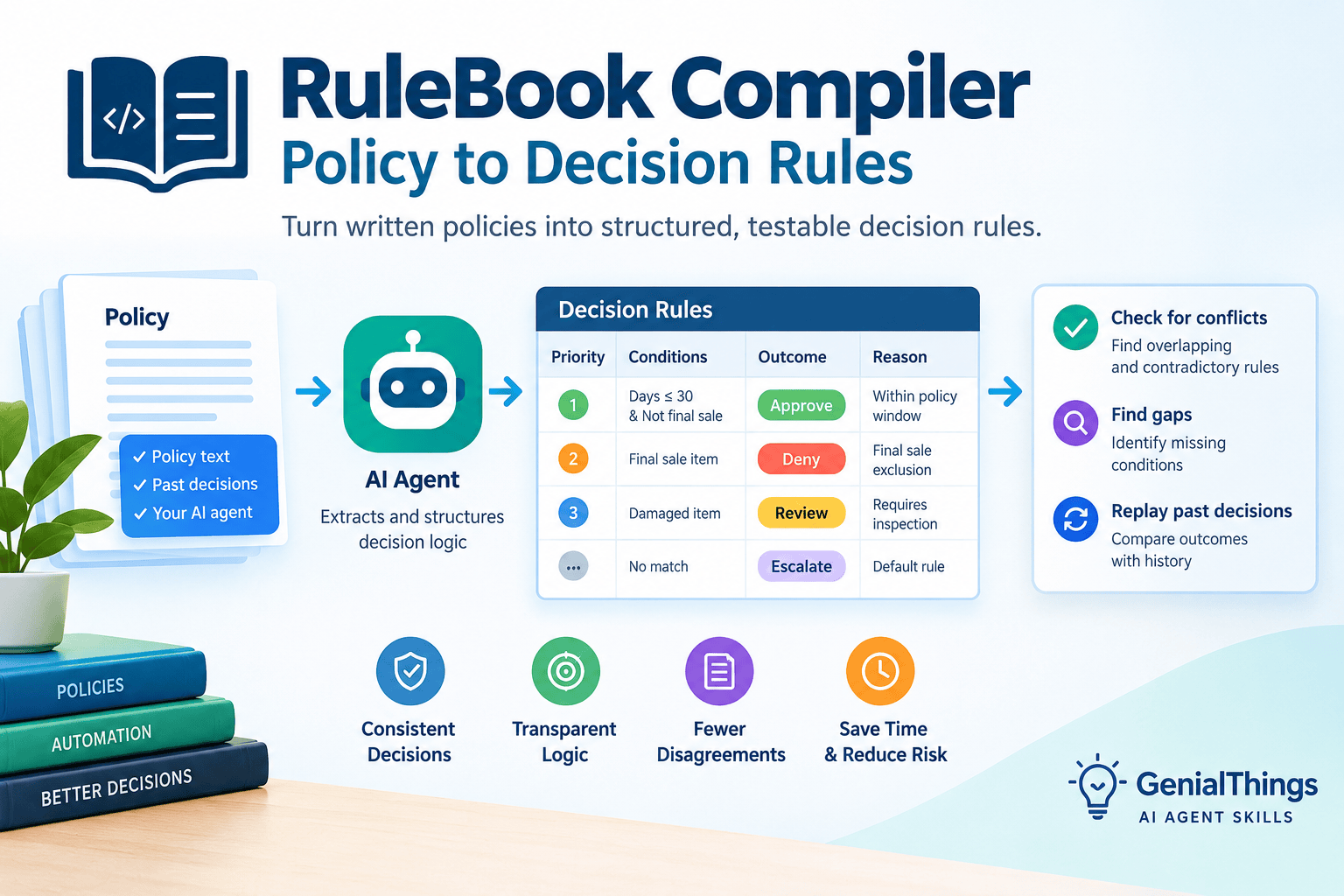 RuleBook Compiler AI agent skill converting written policies into decision rules