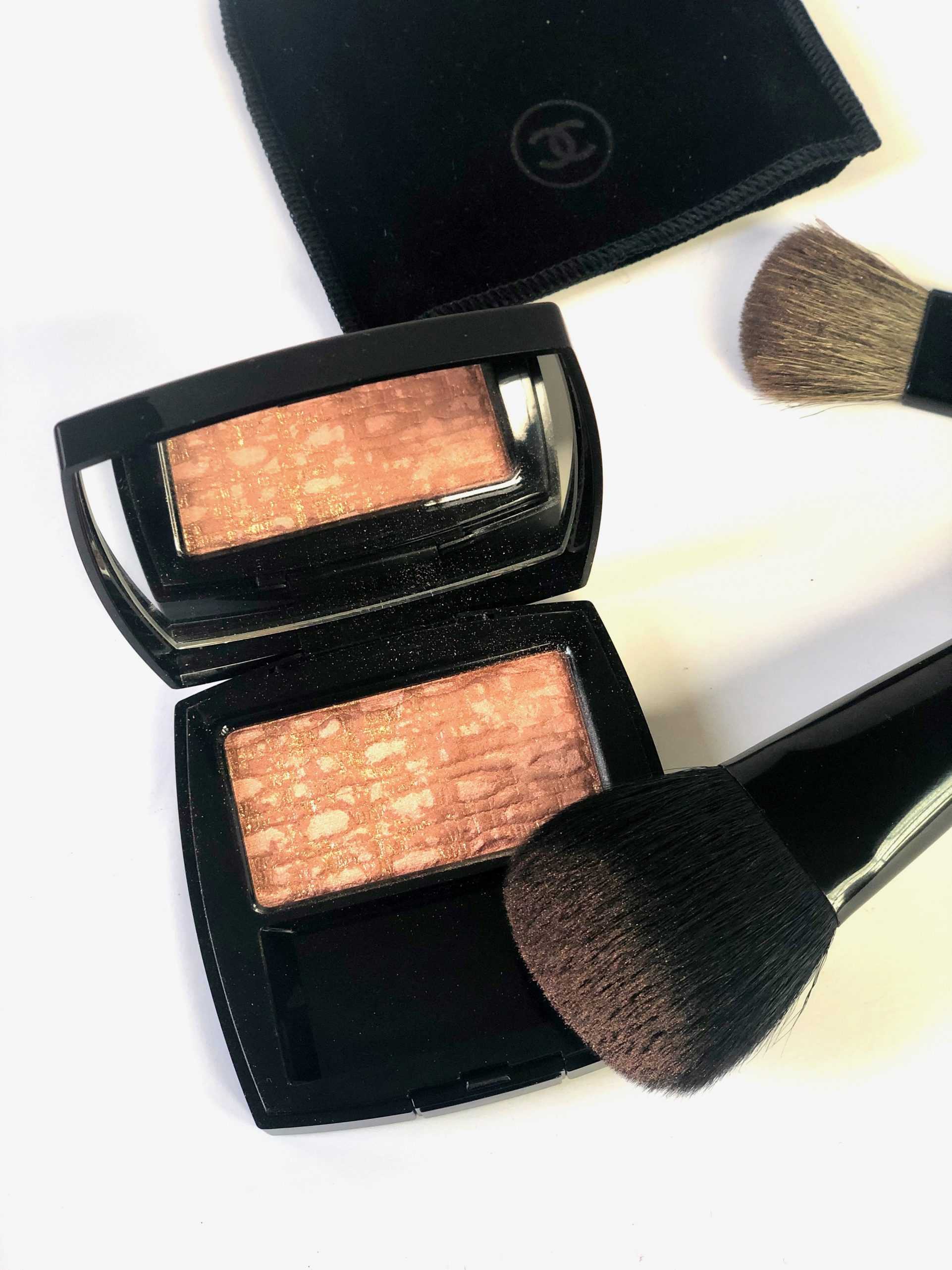 Chanel Les Tissages Tweed Beige blush with chanel blush brush