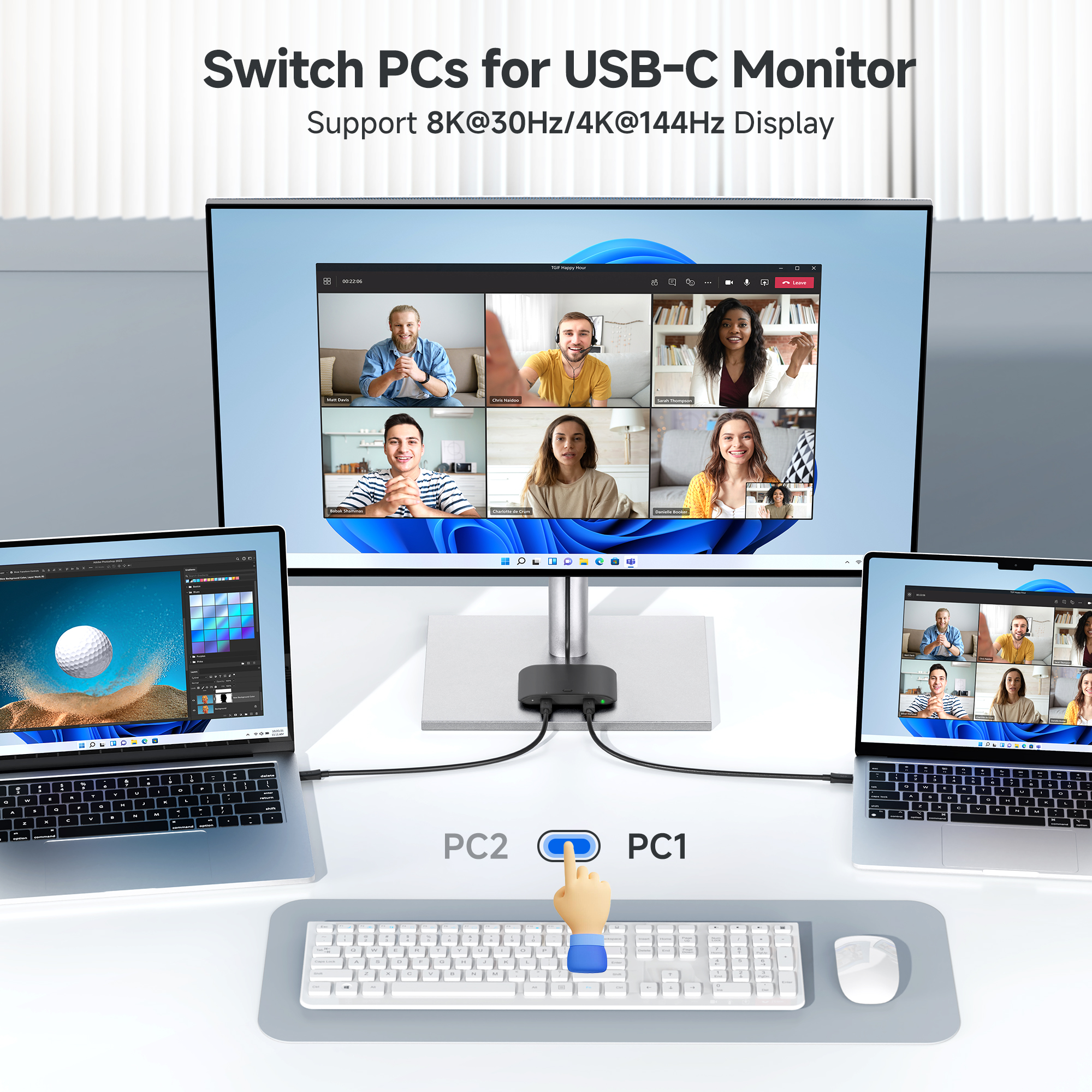 Best USB C KVM Switch | 20Gbps Type C Hub with 140W PD