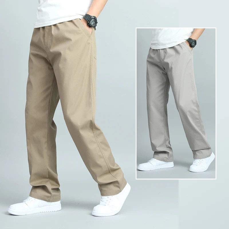 Big Size Men's Casual Cotton Trousers Loose Fit