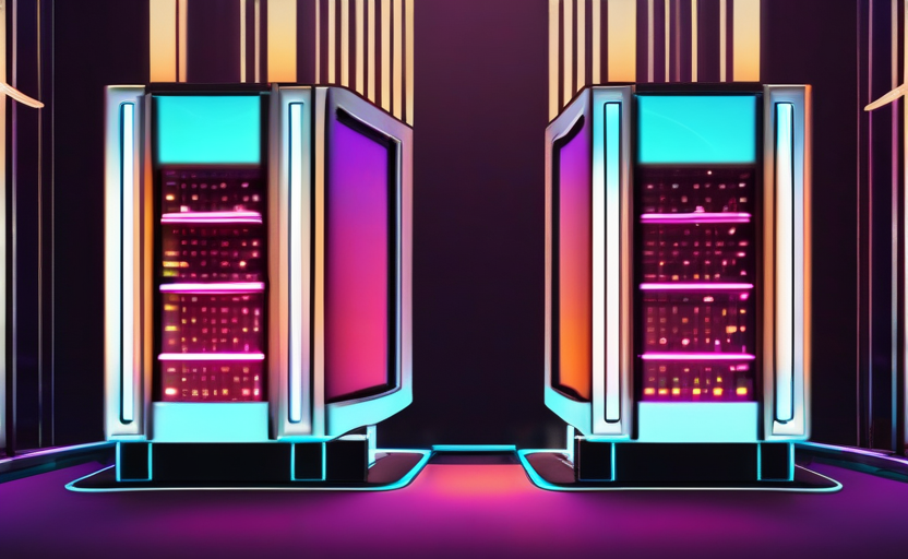 three glowing orbs duel server racks frontier LLM showdown