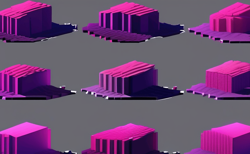light beam generating floating 3D voxel terrain real time world models