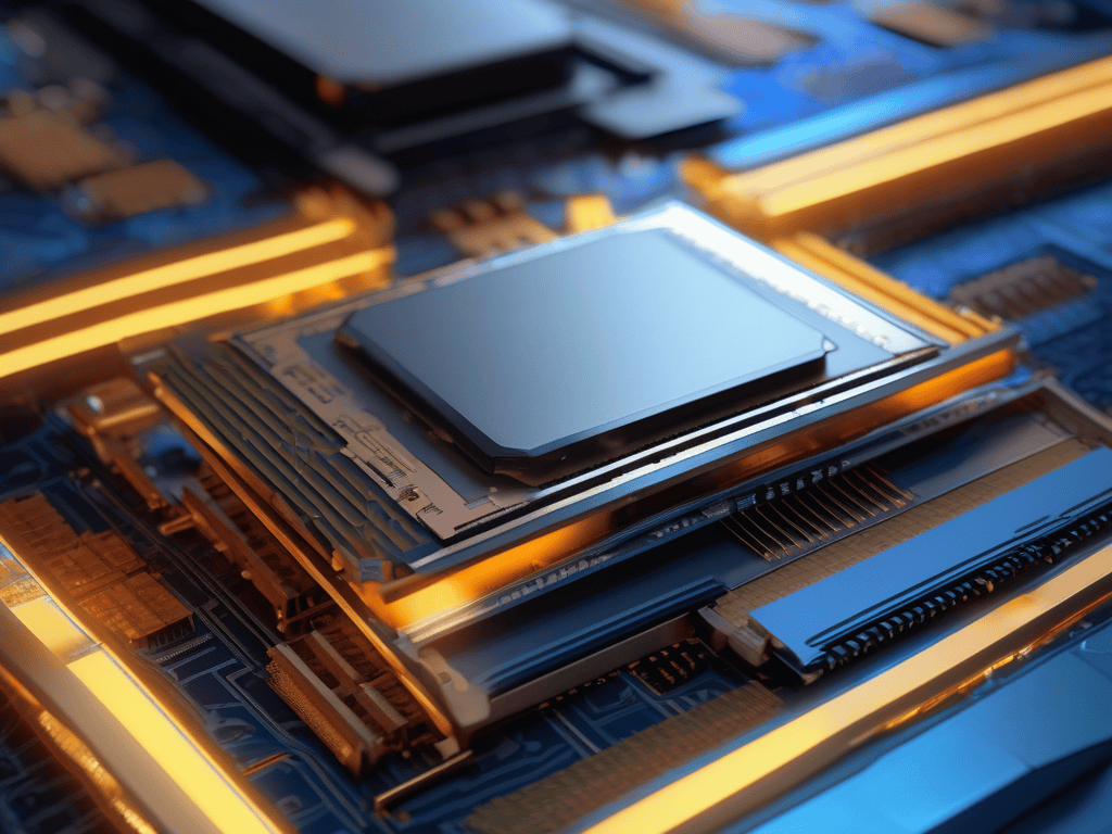 Silicon wafer and stacked HBM memory dies beside DDR5 DIMM modules, illustrating DRAM capacity diverted to AI memory