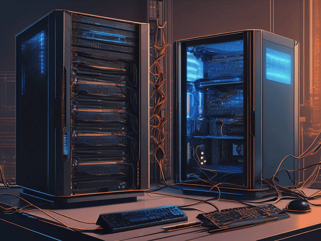 Two compact desktop AI machines linked by a 200G QSFP56 cable as a two-node home inference cluster