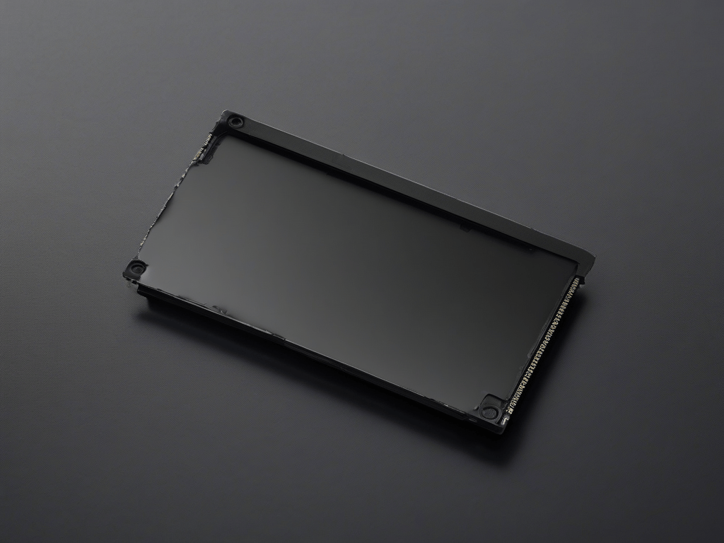A single plain black storage module on a dark surface