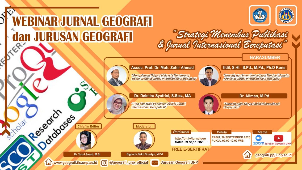 Webinar Jurnal Geografi Jurusan Geografi FIS UNP 2020 – Jurusan Geografi