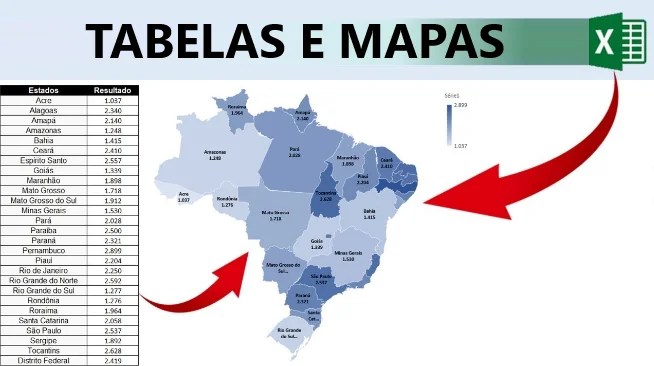criação de mapas e gráficos no excel com tabelas