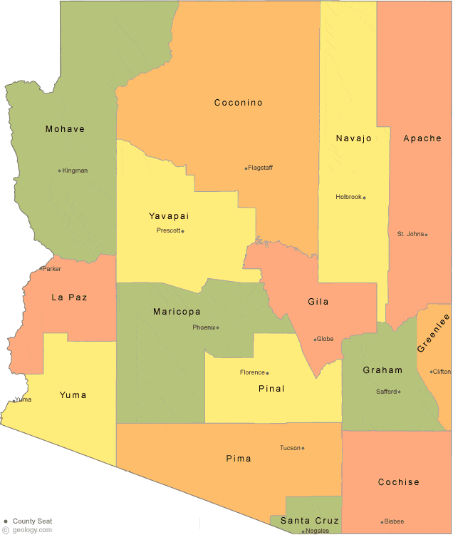 Arizona county map