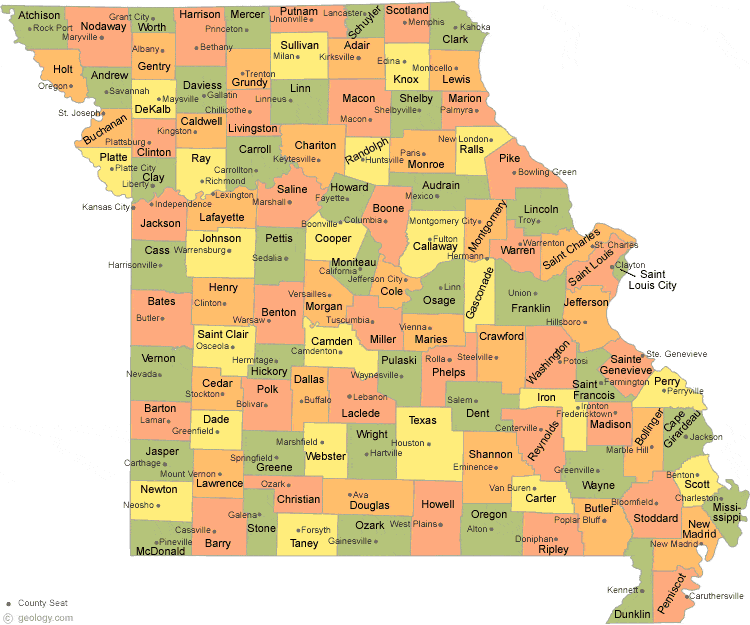 Science And Social Studies Missouri County Map 