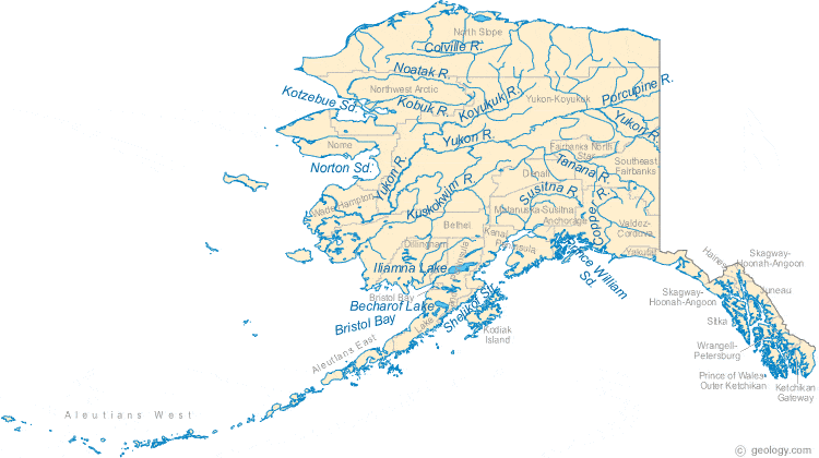 Map Of Alaska Lakes Streams And Rivers Alaska Rivers Map 