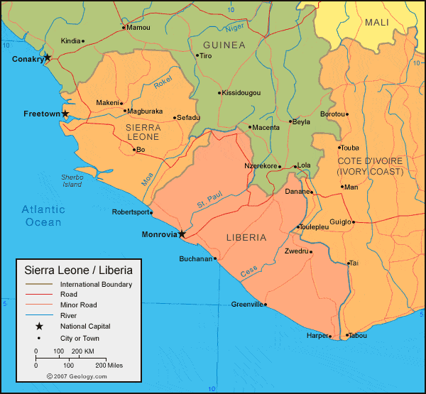 Liberia Map And Satellite Image Liberia Map 
