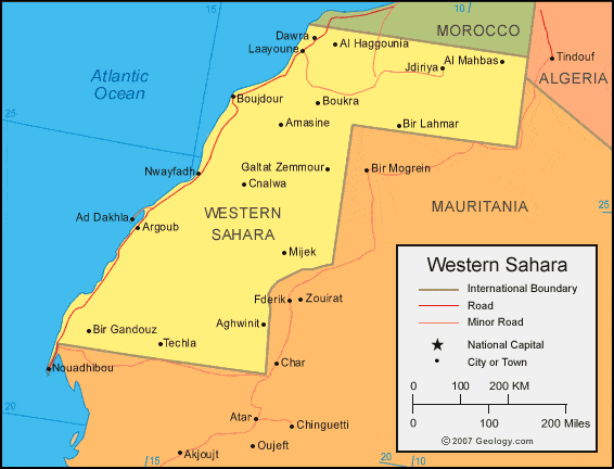 Western Sahara Map And Satellite Image Western Sahara Map 