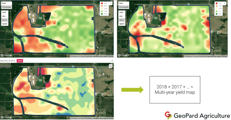 Multi-year field potential map in GeoPard built from several seasons of yield and satellite data