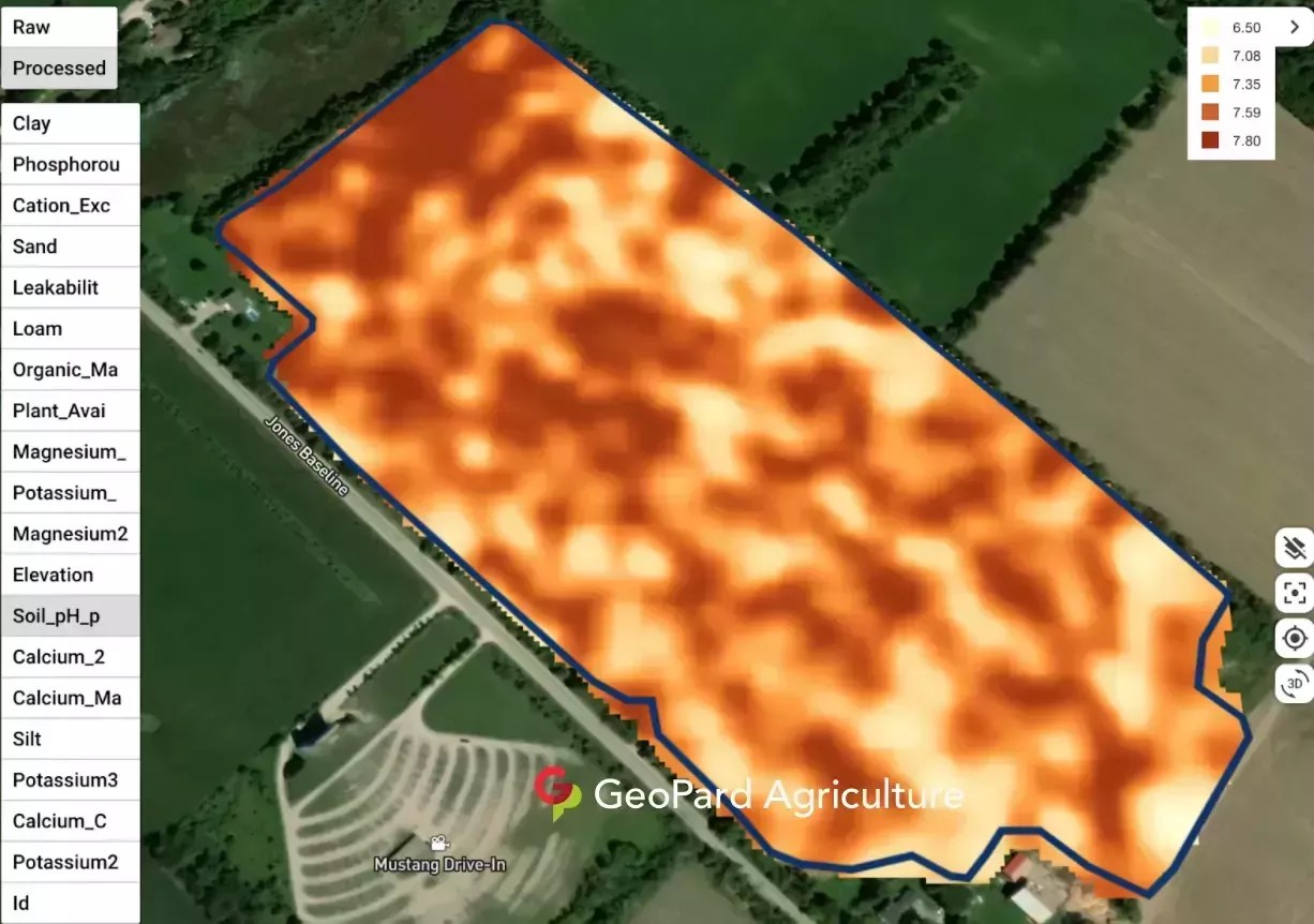 processed soil data of the field