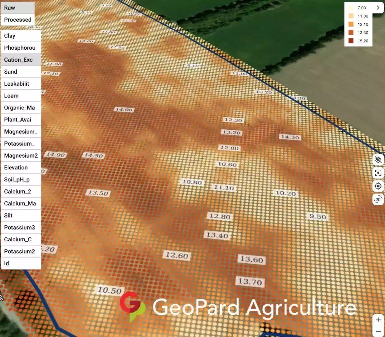 raw soil data of the field