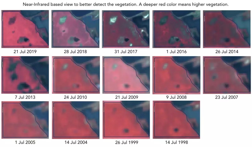 Historical near-infrared satellite views of one field across seasons in GeoPard