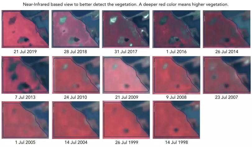 Historical near-infrared satellite views of one field across seasons in GeoPard