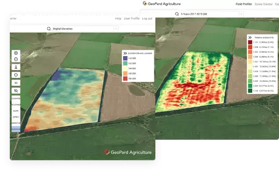 3 years historical productivity map and elevation